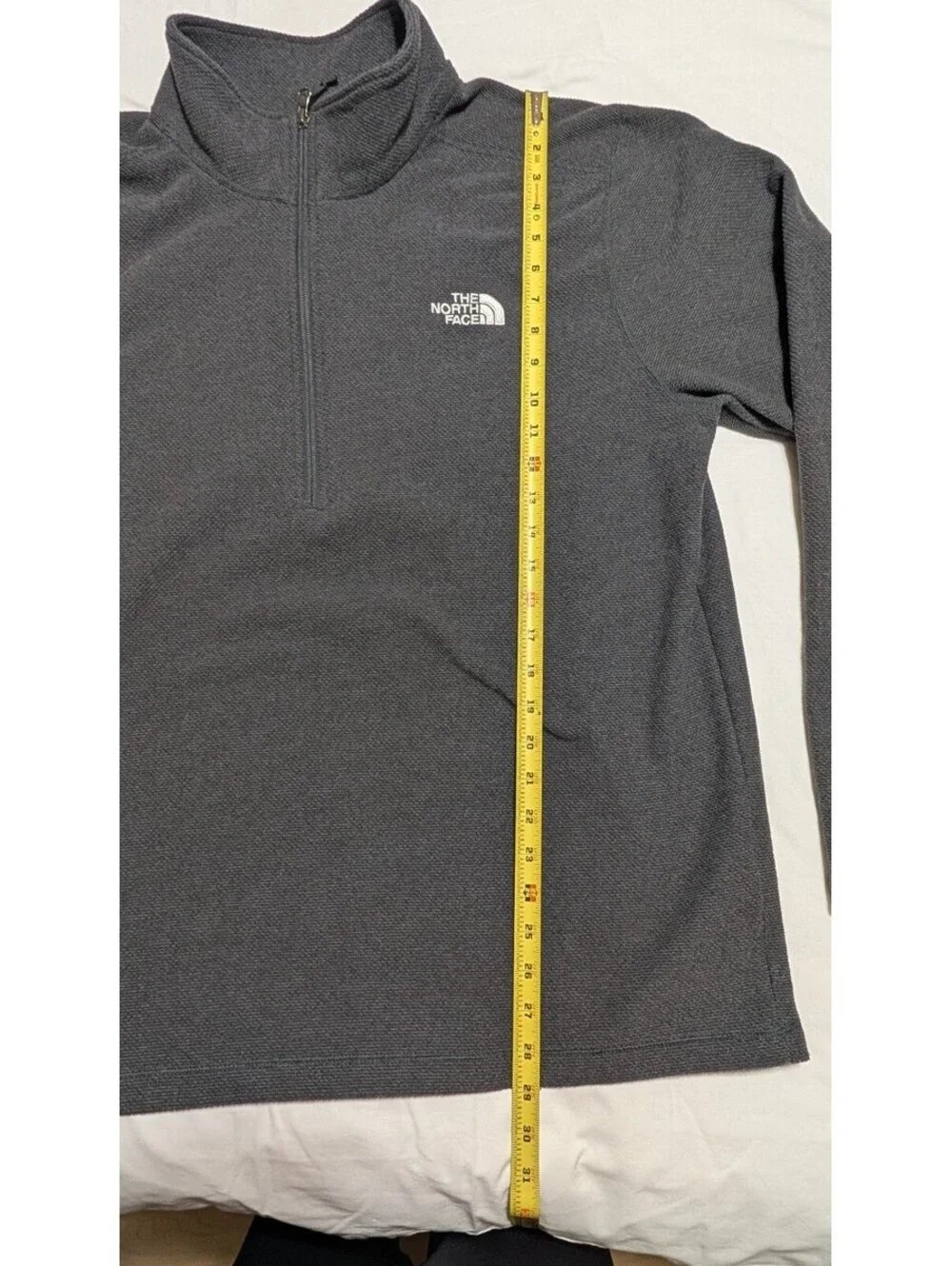 The North Face Men's Charcoal Gray Textured Fleece 1/4 Zip Pullover Size XL
